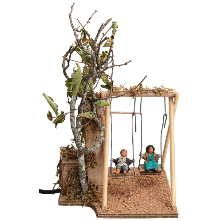 Dos niños en el columpio serie 10 cm con doble movimiento