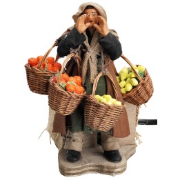 Vendedora con cestas de fruta serie 12 cm en movimiento