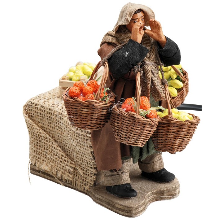 Vendedora con cestas de fruta serie 12 cm en movimiento