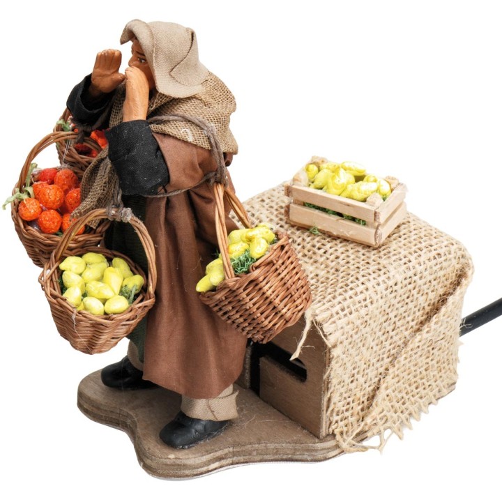 Vendedora con cestas de fruta serie 12 cm en movimiento