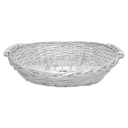 Cesta ovalada con asas de mimbre blanco cm 55x42x12 h