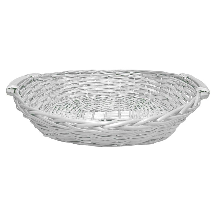Cesta ovalada con asas de mimbre blanco cm 55x42x12 h
