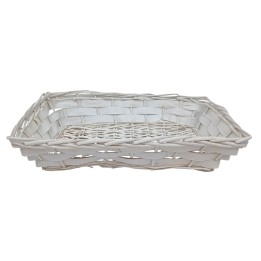 White wicker rectangular basket 50x34x11 cm h