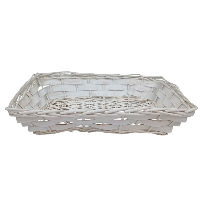 Cesto rettangolare in vimini bianco cm 50x34x11 h