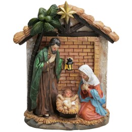 Natività blocco con capanna in resina cm 9x4x13,5 h