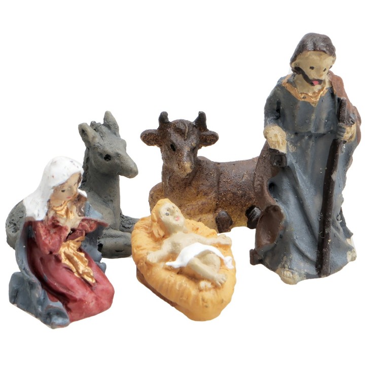 Mini Natività 5 soggetti in resina 3 cm