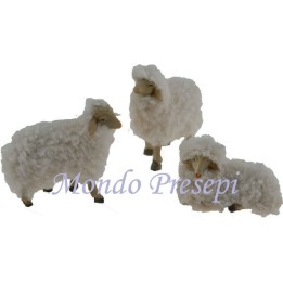 Set of 3 sheep in resin with the wool for the statues cm 10