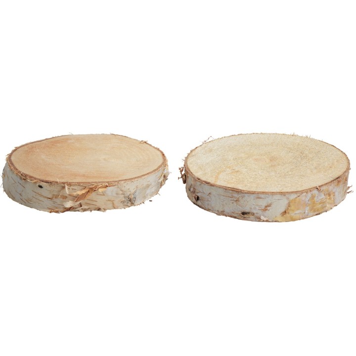 Set of two wooden discs Ø 12.5-13.5 cm