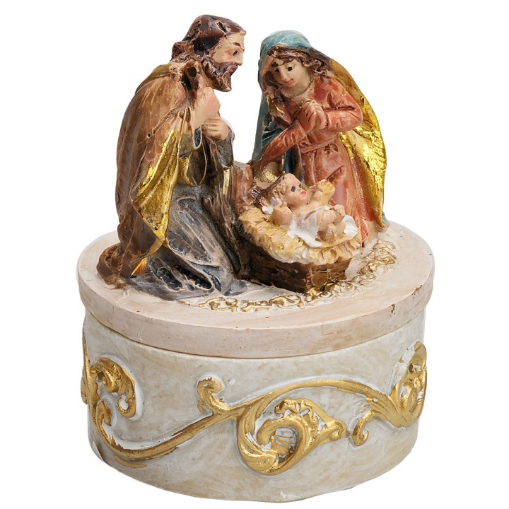 Cofanetto Natività in ginocchio serie 4 cm in resina