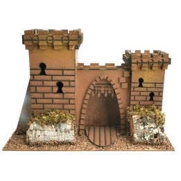 Castillo con doble torre y portón en arco para pesebre cm