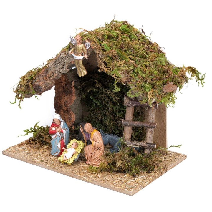 Hut with Nativity 8 cm Landi cm 23.5x15x19.5 h