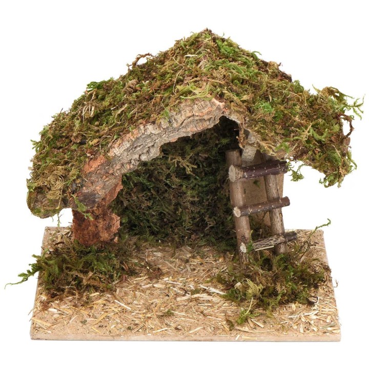 Capanna con Natività 8 cm Landi cm 23,5x15x19,5 h