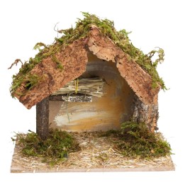 Stable with straw for nativity scene cm 23.5x14.5x20 h