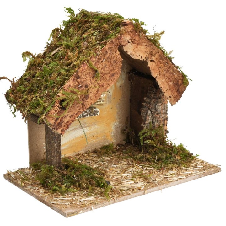 Cabaña con paja para pesebre de 23,5x14,5x20 cm h