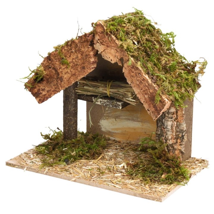 Cabaña con paja para pesebre de 23,5x14,5x20 cm h