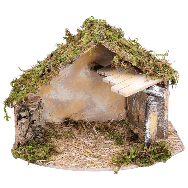 Hut with shelter for Nativity Scene cm 32x18x23 h