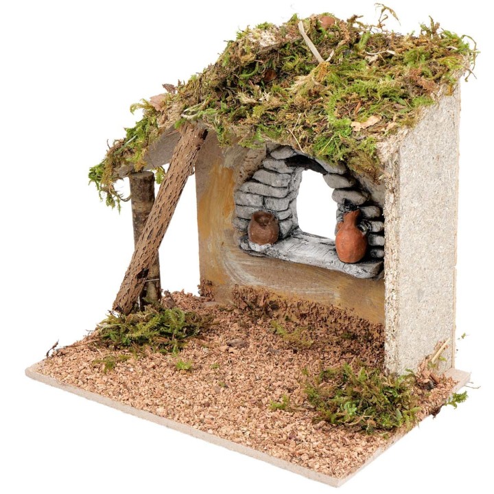 Hut with window in plaster cm 23.5x14.5x21 h