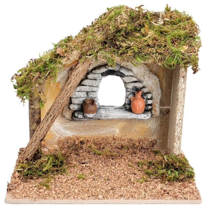 Cabaña con ventana de yeso cm 23,5x14,5x21 h