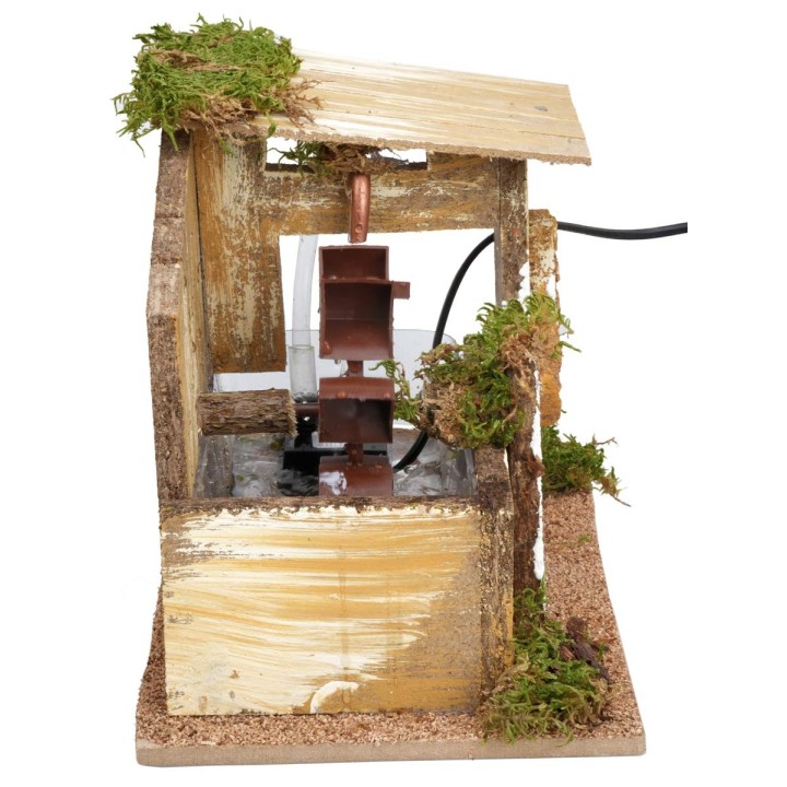 Mulino ad acqua funzionante tetto spiovente, cm 24,5x16x18,5h