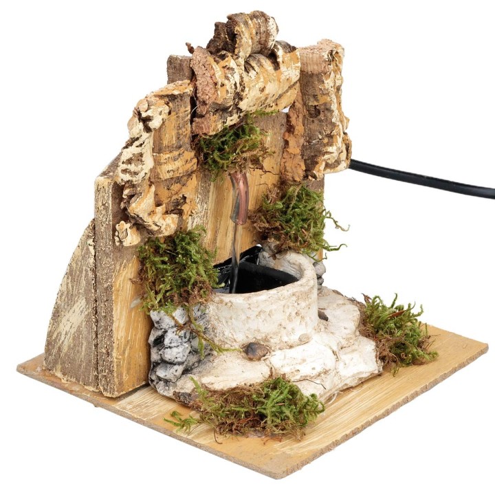 Fontana con tetto spiovente e pompa funzionante cm 15x15x15,5 h
