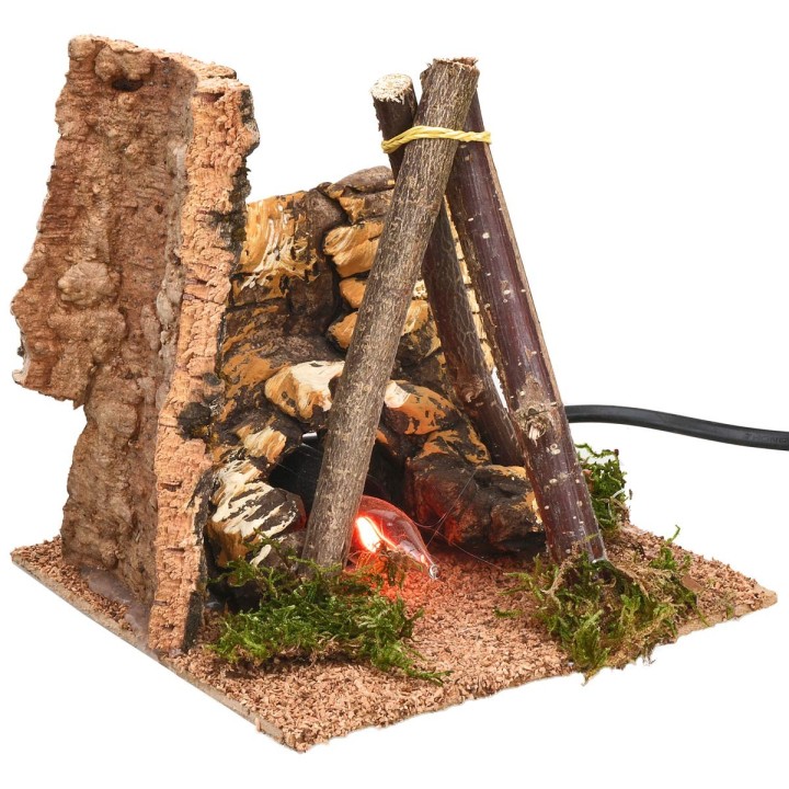 Refugio con fuego funcionando cm 14x14x14,5 h