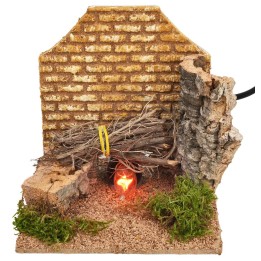 Hoguera con fuego funcionando cm 14x14x14 h