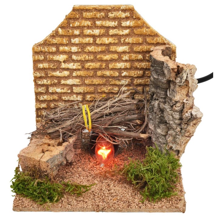 Hearth with working fire cm 14x14x14 h