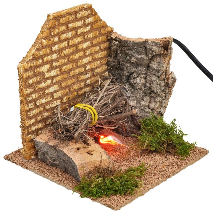 Hoguera con fuego funcionando cm 14x14x14 h