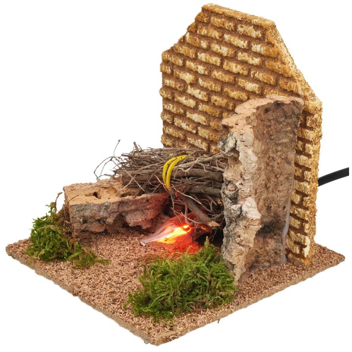Hearth with working fire cm 14x14x14 h