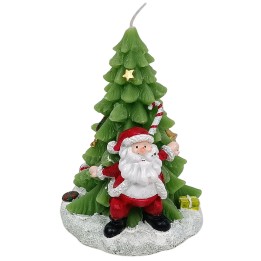 Christmas Candle with tree and Santa Claus cm 13.5 h