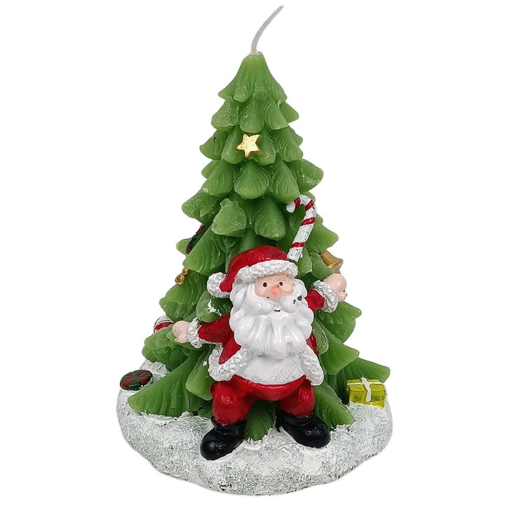 Vela Navideña con árbol y Papá Noel cm 13,5 h