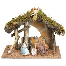 Capanna con staccionata completa di statue Landi cm 31,5x17x23 h
