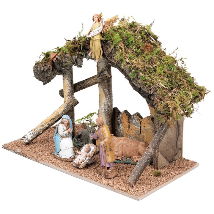 Cabaña con valla completa de estatuas Landi cm 31,5x17x23 h