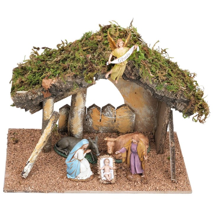 Cabaña con valla completa de estatuas Landi cm 31,5x17x23 h
