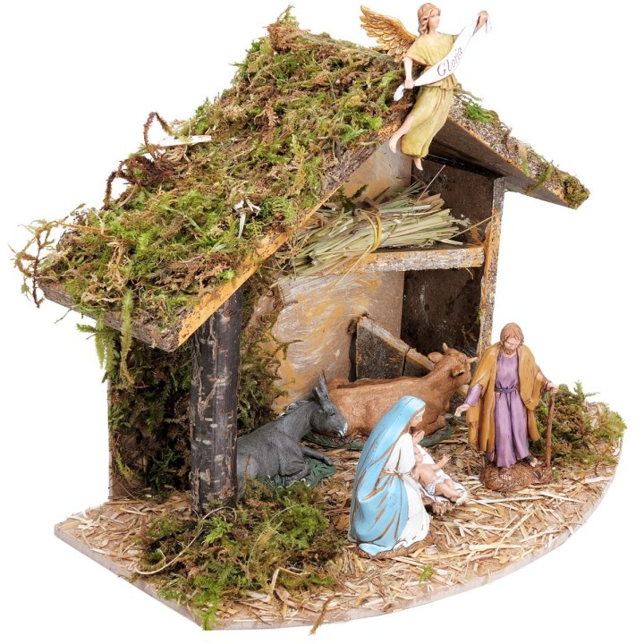 Hut with hay complete with Landi statues cm 32x18x23 h