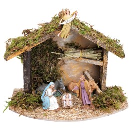 Hut with hay complete with Landi statues cm 32x18x23 h