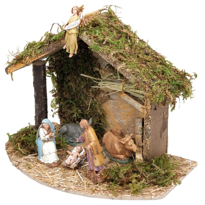 Hut with hay complete with Landi statues cm 32x18x23 h