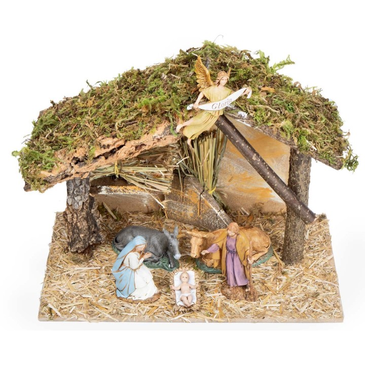 Hut with window complete with Landi statues cm 31x17x23 h