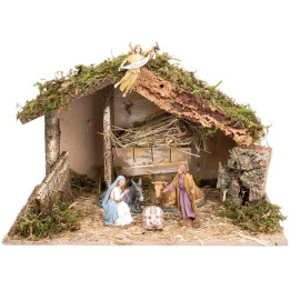 Cabaña con pesebre completa con estatuas Landi cm 40x23x24 h