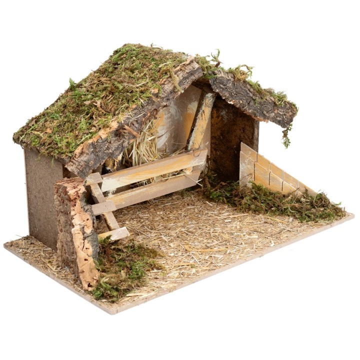 Cabaña con pesebre y escalera lateral cm 40x23x23 h