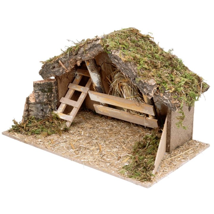 Cabaña con pesebre y escalera lateral cm 40x23x23 h