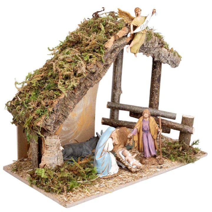 Cabaña con valla completa de estatuas Landi cm 31,5x17x23 h