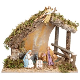 Capanna con staccionata completa di statue Landi cm 31,5x17x23 h