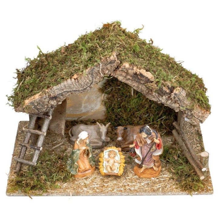 Cabaña con escalera completa de estatuas Euromarchi cm 50x28x32