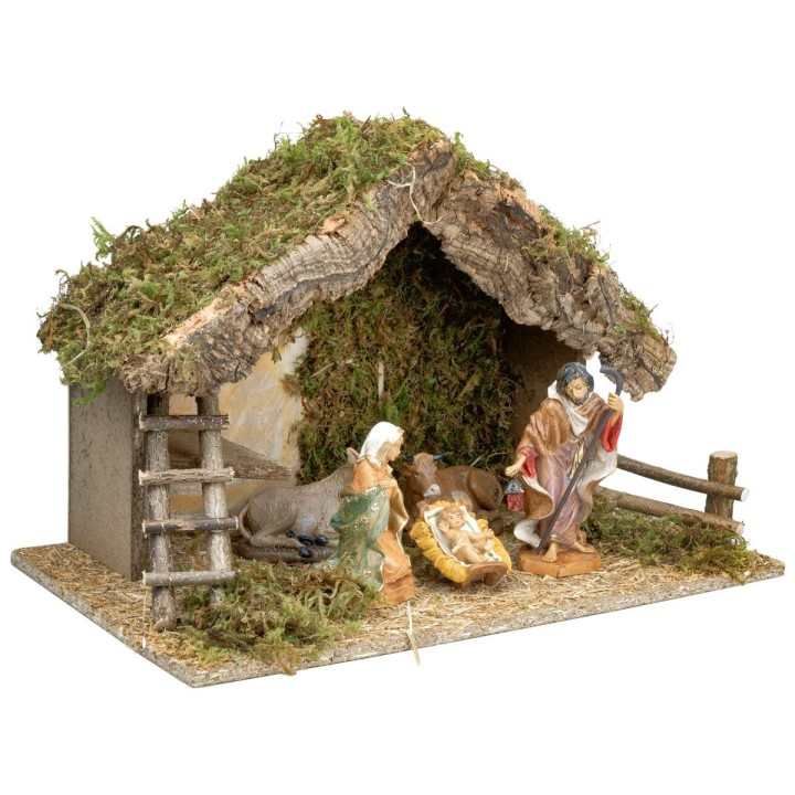 Capanna con scaletta completa di statue Euromarchi cm 50x28x32 h