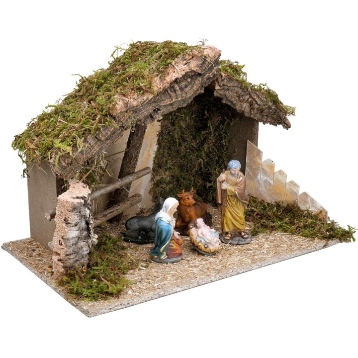 Cabaña con cerca completa de natividad cm 50x29x32 h