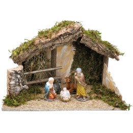 Cabaña con cerca completa de natividad cm 50x29x32 h