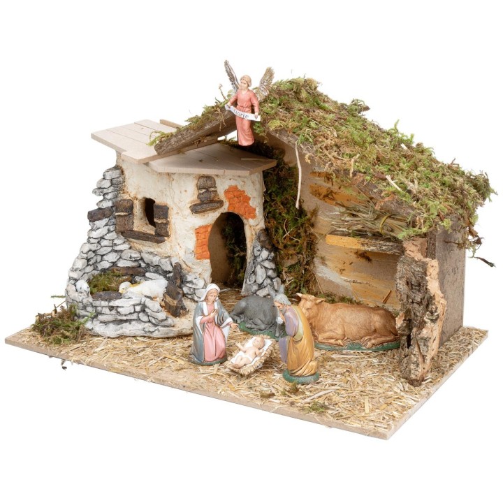 Capanna con struttura in resina completa di statue Landi cm