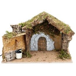 Capanna con portone e fontana funzionante cm 36x17x24 h