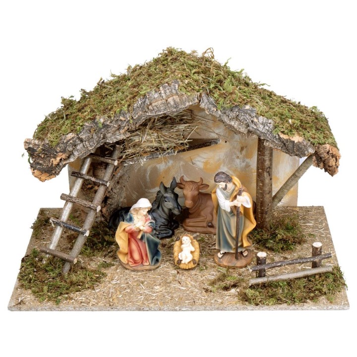 Cabaña con techo inclinado completa con Natividad cm 60x35x35 h